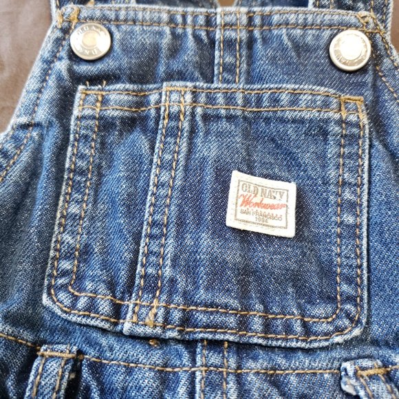 Denim Overalls Old Navy Workwear Built Tough 6-12 Month Size 100% Cotton - Picture 3 of 5
